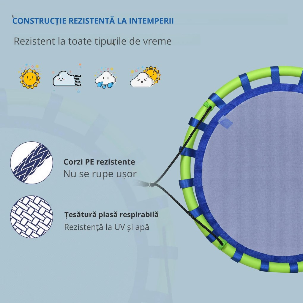 Outsunny Leagăn de Grădină pentru Copii 3-8 Ani, Ø100cm, Frânghii Reglabile, Albastru, Siguranță Maximă | Aosom Romania