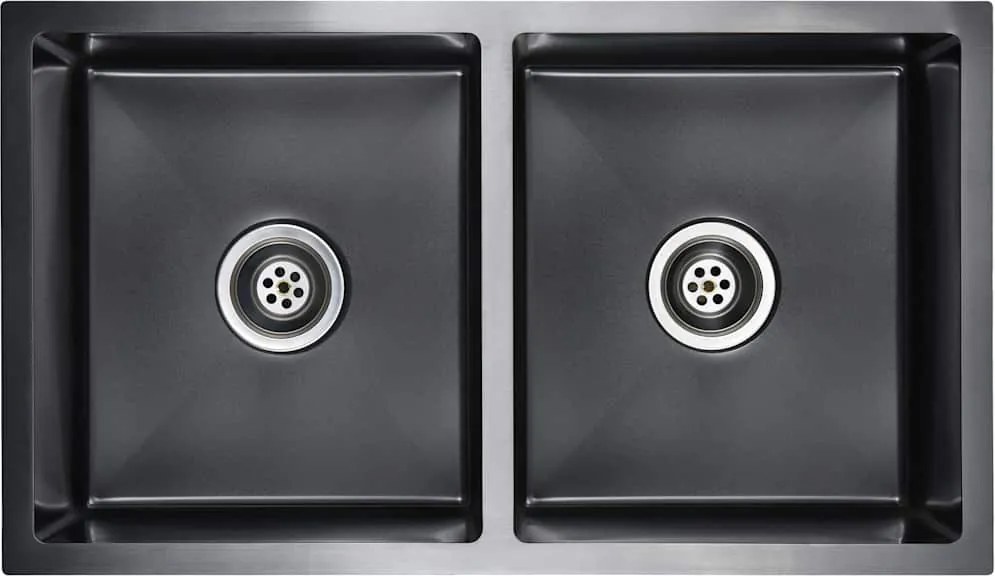 vidaXL Chiuvetă de bucătărie lucrată manual, negru, oțel inoxidabil