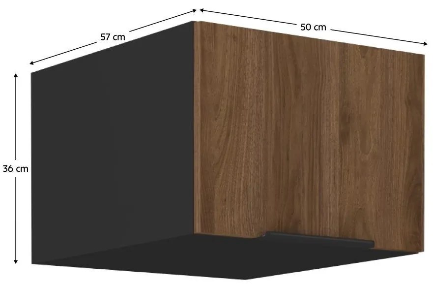 Dulap superior de bucătărie Monzesa 50 NAGU 36 1F (nuc okapi + negru) . 1096958