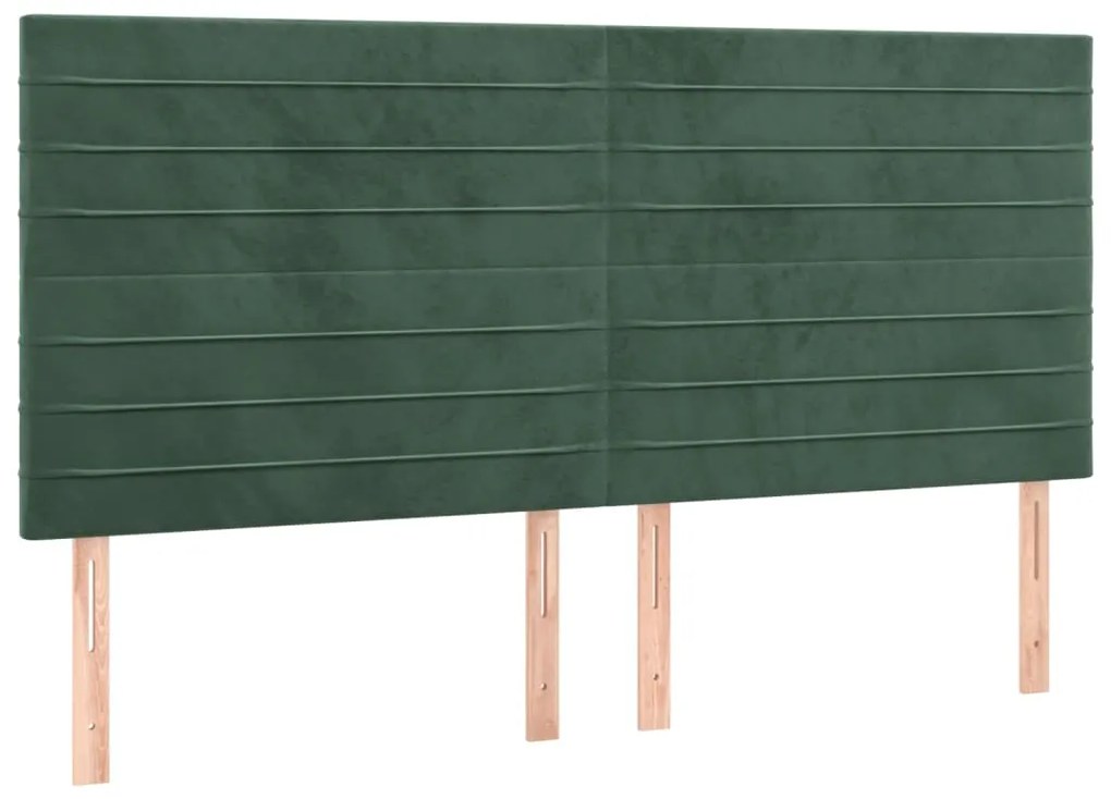 Tablii de pat, 4 buc, verde inchis, 80x5x78 88 cm, catifea 4, Verde inchis, 160 x 5 x 118 128 cm