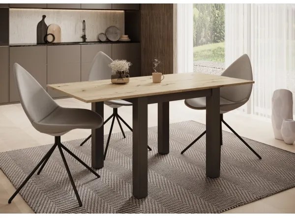 Masă de dining extensibilă ZARO, stejar artisan/negru