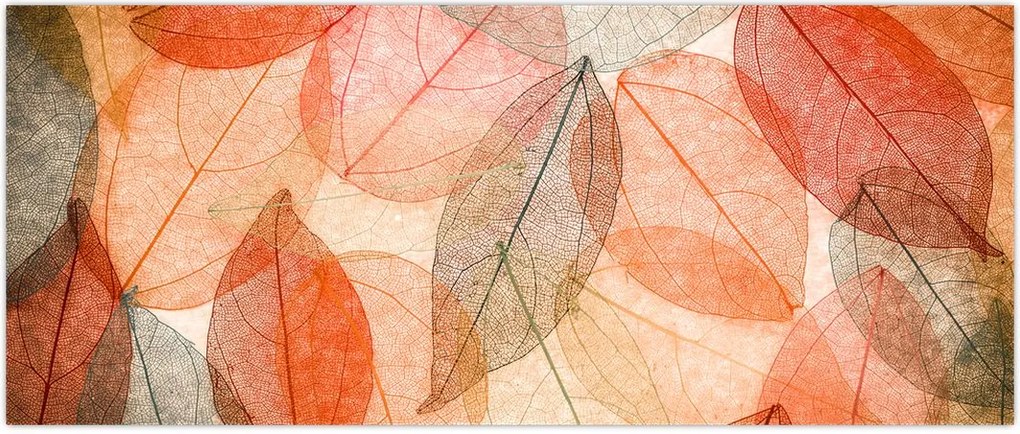 Tablou cu frunzele de toamnă pictate (120x50 cm)