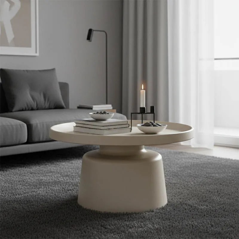 Masuta Cafea Golamn Alb, Metal, Diametru 70 Cm