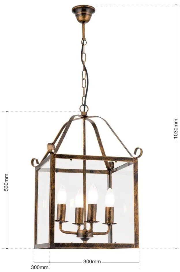 Lustra / Pendul design rustic Frano Latern HL 6-1533/4 Antik/gold OR