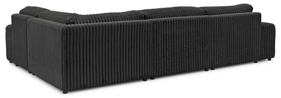 Colțar gri închis cu tapițerie din catifea reiată (cu colț pe partea dreaptă/în formă de "U") Justin – Ropez