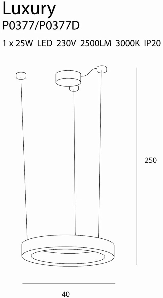 Lustra LED dimabila design minimalist Luxury, 40cm