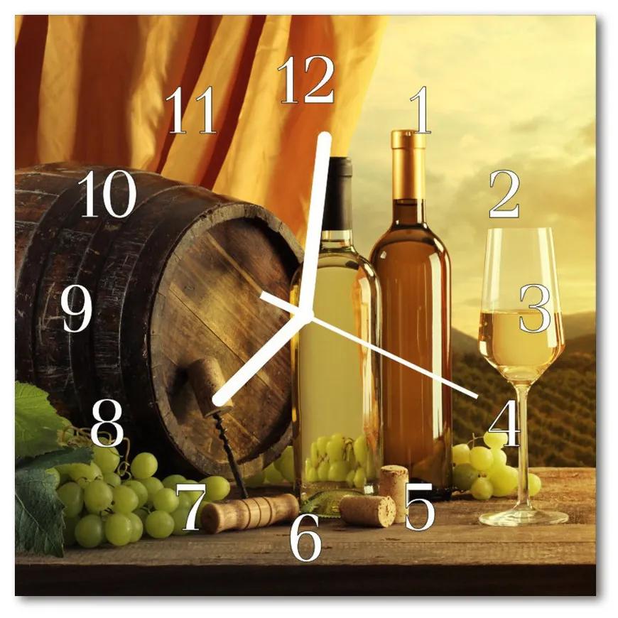 Ceas de perete din sticla pătrat Vin Barrel Alimente și băuturi Multi-colorat