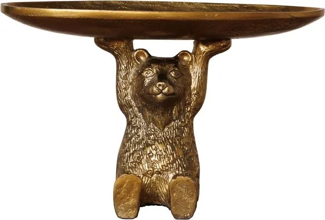 Tavă decorativă urs auriu, din aluminiu și cositor, H18 cm, Bear