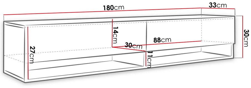 Masă TV/Dulap Aldesia 180 (grafit Negru) (iluminat LED rgb color). Promo -17%. 1053723