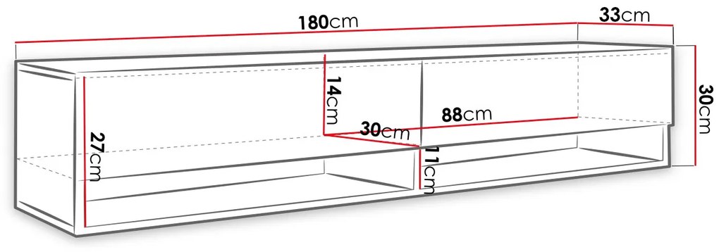 Masă TV/Dulap Aldesia 180 (wotan) (iluminat LED rgb color). 1053713