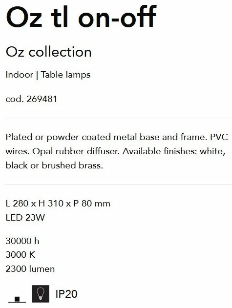 Lampa de masa LED design modern circular OZ TL ON-OFF NERO