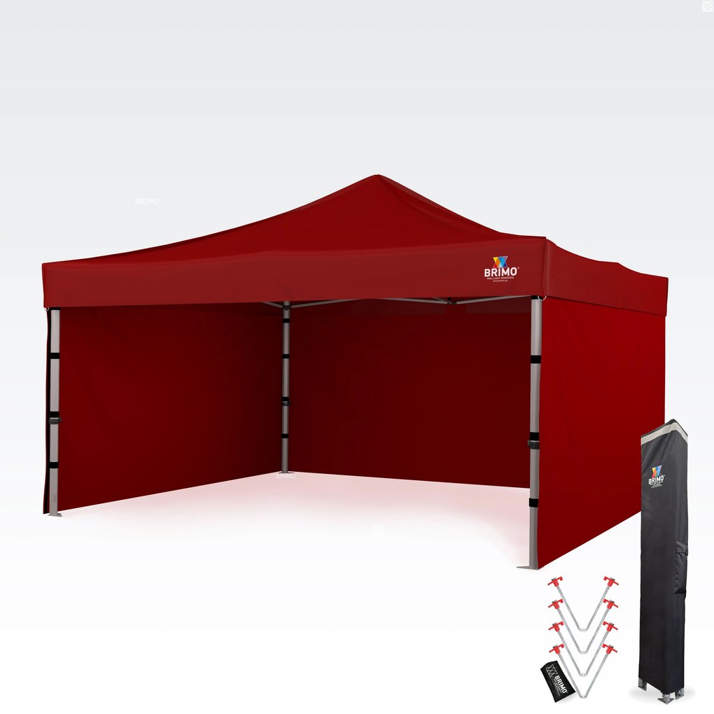 Cort promo din aluminiu 4x4 m ALU PREMIUM – 3 pereți, HEX 45 mm - cu 3 pereți - Roșu