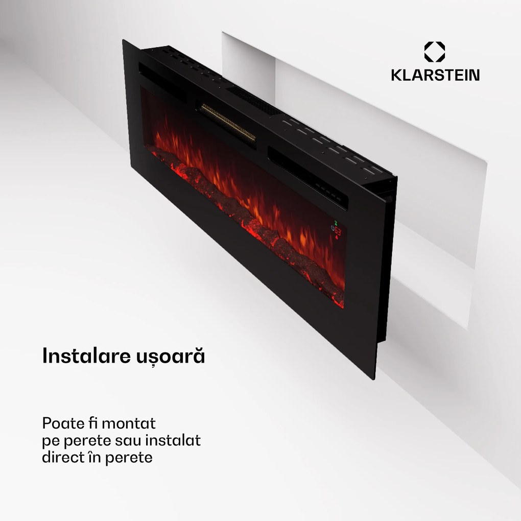 Klarstein Galeras 152, șemineu electric de perete, 1800 W, LED