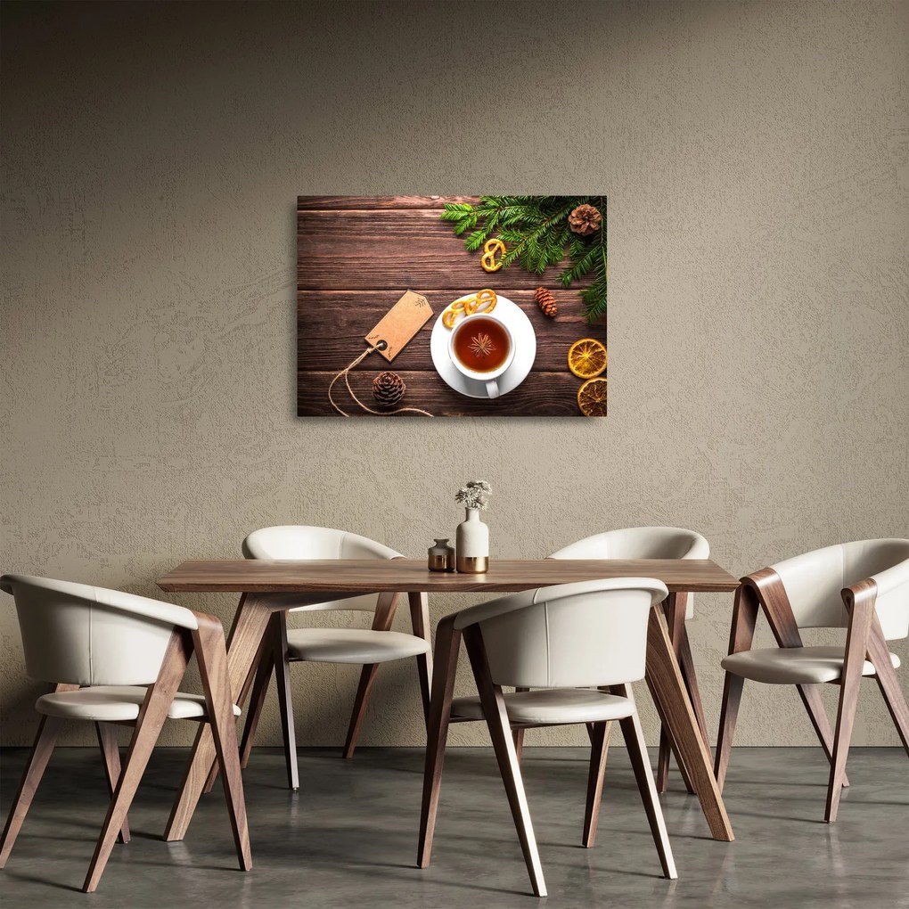 Tablou pe sticlă - ceașca cu decorații (70x50 cm)
