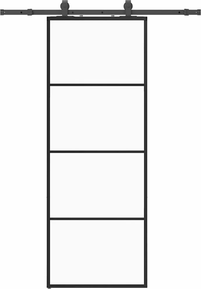 vidaXL Ușă glisantă cu set de feronerie neagră 76x205 cm Sticlă ESG