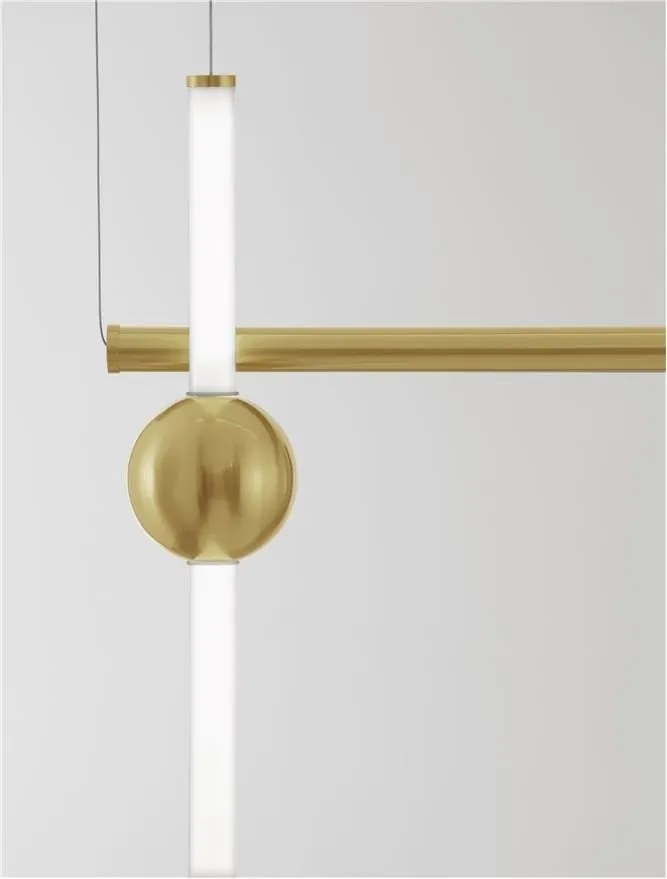 Lustra LED suspendata, dimabila, design modern Neutron auriu