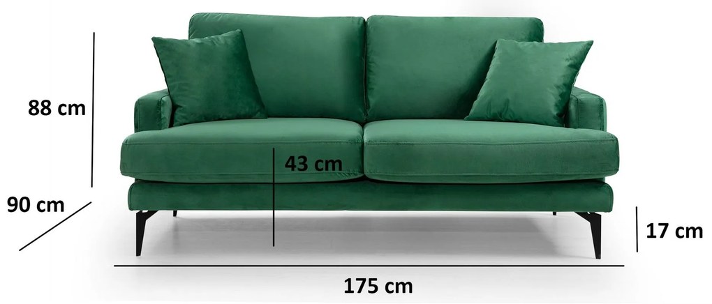 Canapea două locuri Papirolla (Verde + negru). 1106655