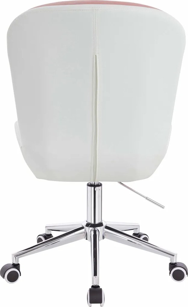HR690K Scaun Velvet&amp;soft Piele Pu Roz Pudră/Alb Bază Cromata