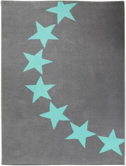 Covor cu detalii verzi mentol pentru copii Hanse Home Stars, 140 x 200 cm, gri