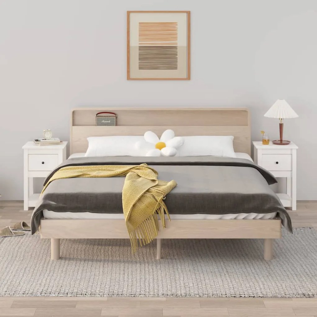821732 vidaXL Noptiere, 2 buc., alb, 40x35x61,5 cm, lemn masiv de pin