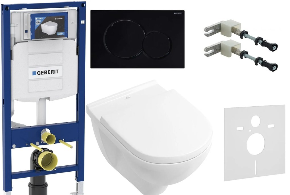 Set cadru încastrat Geberit Duofix 111.320.00.5, set Combi-Pack cu tablă Villeroy &amp; Boch O.Novo 5660H101, 115.770.DW.5, 111.815.00.1, 156.050.00.1