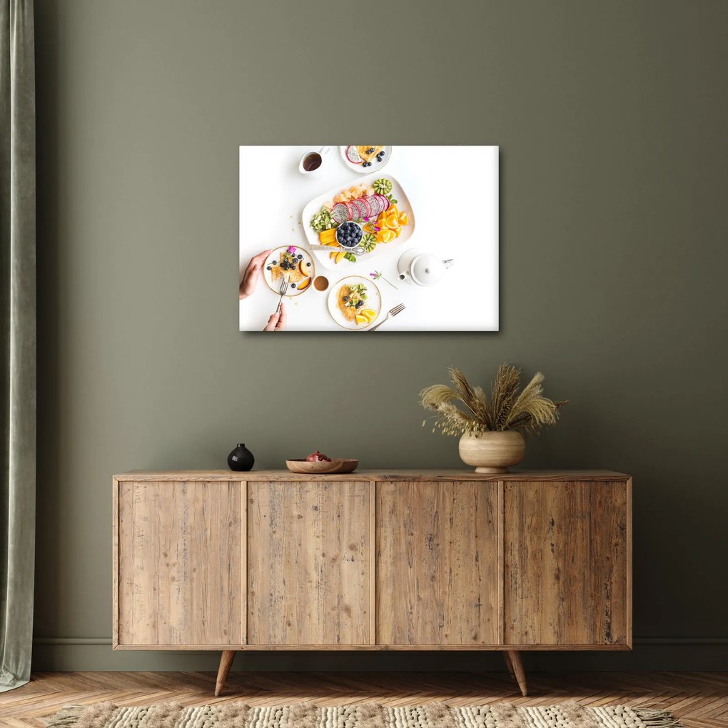 Tablou cu farfurie cu fructe pe masă (70x50 cm)