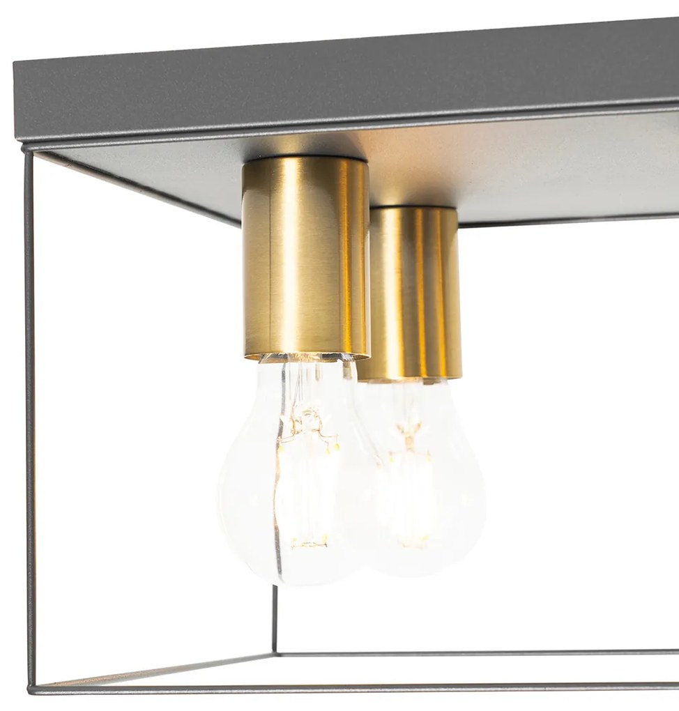 Plafoniera minimalistă neagră cu auriu cu 4 lumini pătrate - Kodi