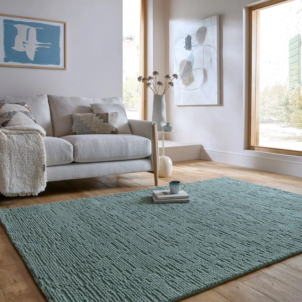 Covor albastru prăfuit țesut manual din lână 160x230 cm Harris Boucle – Flair Rugs