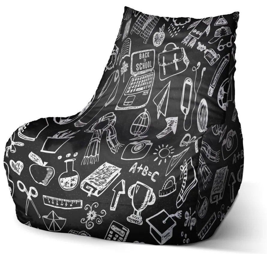 Sac de șezut Bean școală alb-negru - pentru copii, negru