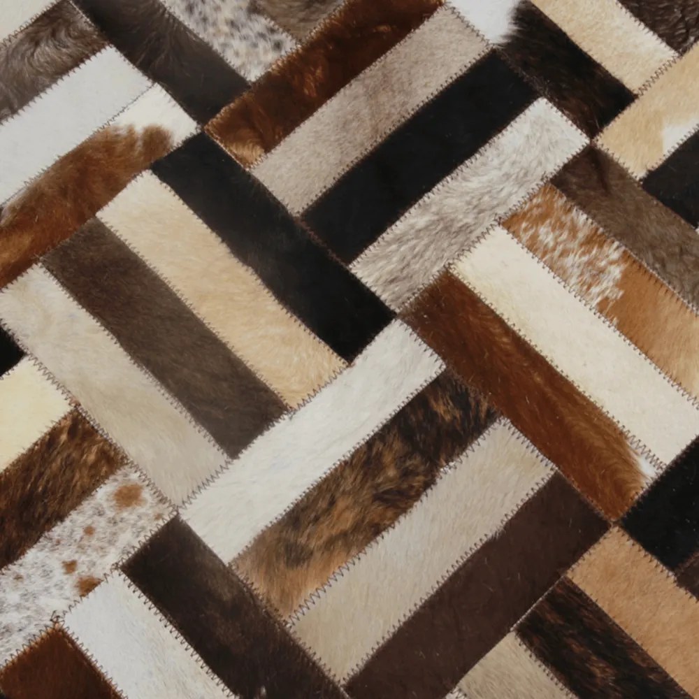 Covor de lux din piele, maro/negru/bej, patchwork, 170x240 , KOŽA TYP 2