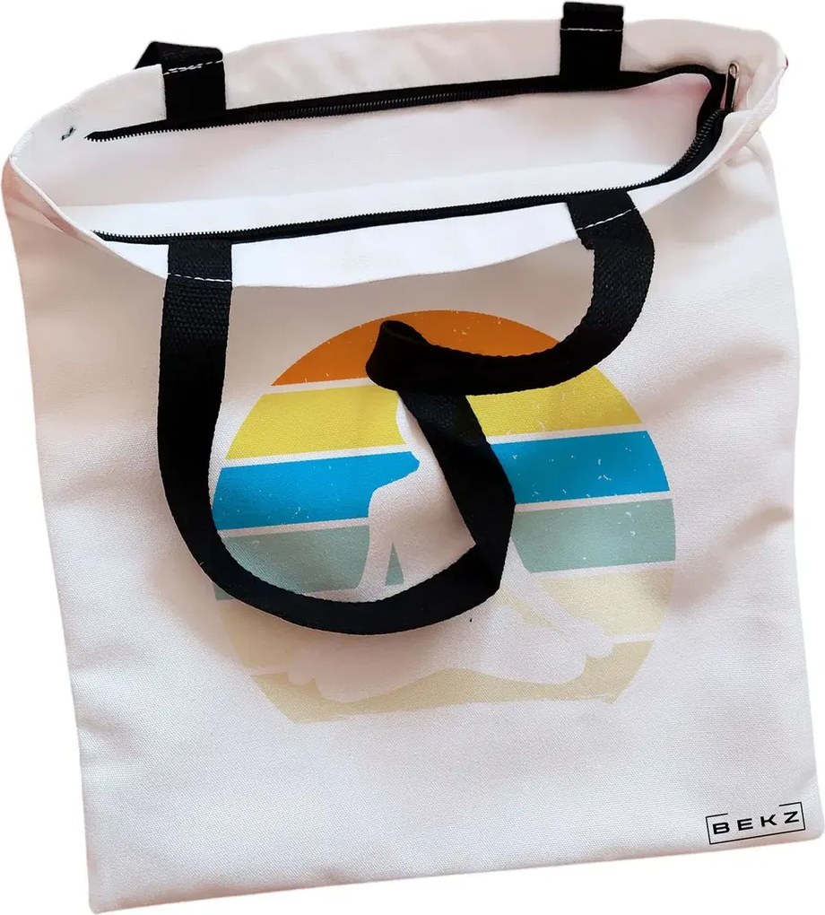 Sacosa de Panza pentru Cumparaturi, Geanta Tote, Yoga 9, Cu fermoar, 38x34.5 cm, Alba, BEKZ®