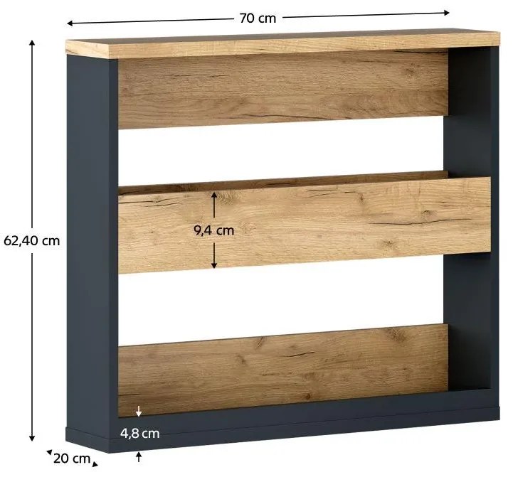Raft de perete Klodekas 5 (grafit + stejar artisan) . 1097178