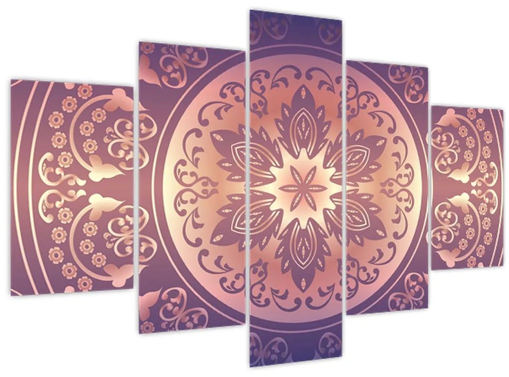 Tablou - Mandala pe gradient violet (150x105 cm)