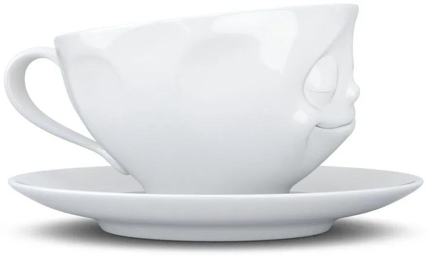 Ceașcă din porțelan pentru cafea 58products Happy, alb, 200 ml