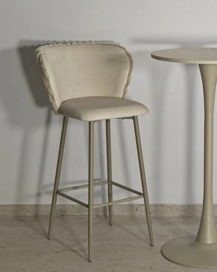 Mauro Ferretti Scaun De Bar Alaska -B- Crem Set 2 Bucăți Cm 55X58X106 (Înălțime Scaun Cm 77) | Aosom Romania