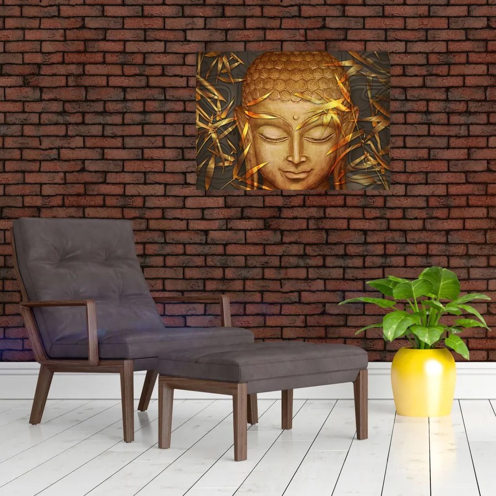 Tablou pe sticlă - Buddha de aur (70x50 cm)