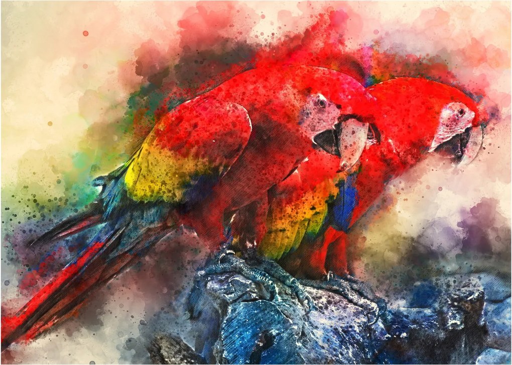Tablou - Papagali roșii ara (70x50 cm)