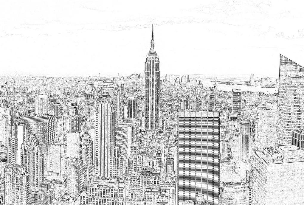 Fototapet - Schița alb neagră a orașului (152,5x104 cm), în 8 de alte dimensiuni noi