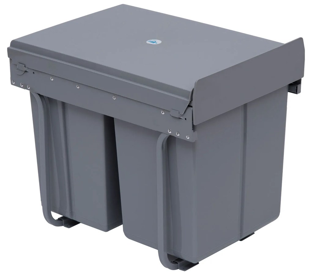 HOMCOM Cos de Gunoi Ecologic cu 3 Containere Separate Capacitate Total 40L, Gri 48x34.2x41.8cm | Aosom Romania