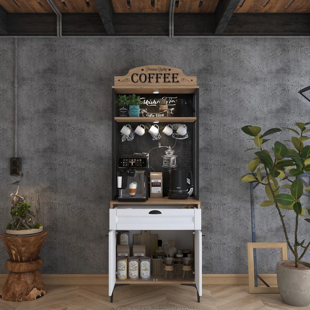 Dulap multifunctional, Hanah Home, JE157, 70x186.4x40 cm, Nuc/Alb