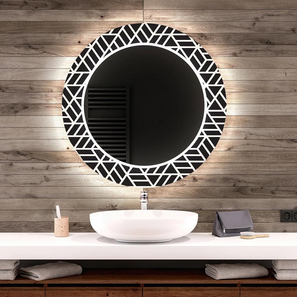 Oglindă rotundă decorativă cu iluminare de fundal pentru baie - Triangless