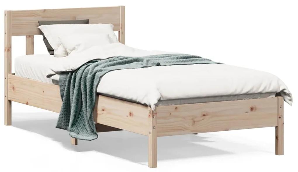 842674 vidaXL Cadru de pat cu tăblie, 90x190 cm, lemn masiv pin