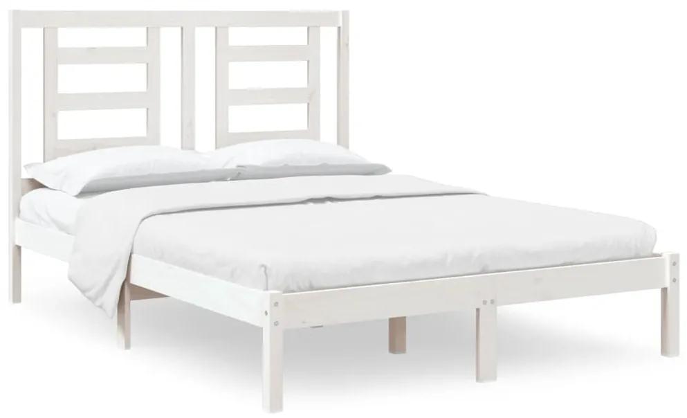 3104319 vidaXL Cadru de pat mic dublu, alb, 120x190 cm, lemn masiv