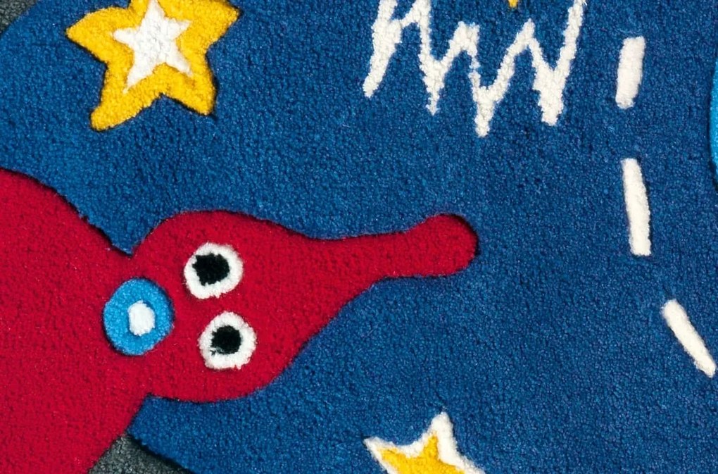 Covor copii cu fire fluorescente ce stralucesc in intuneric, Spirit-Glowy 130cm albastru 3143-54 AE