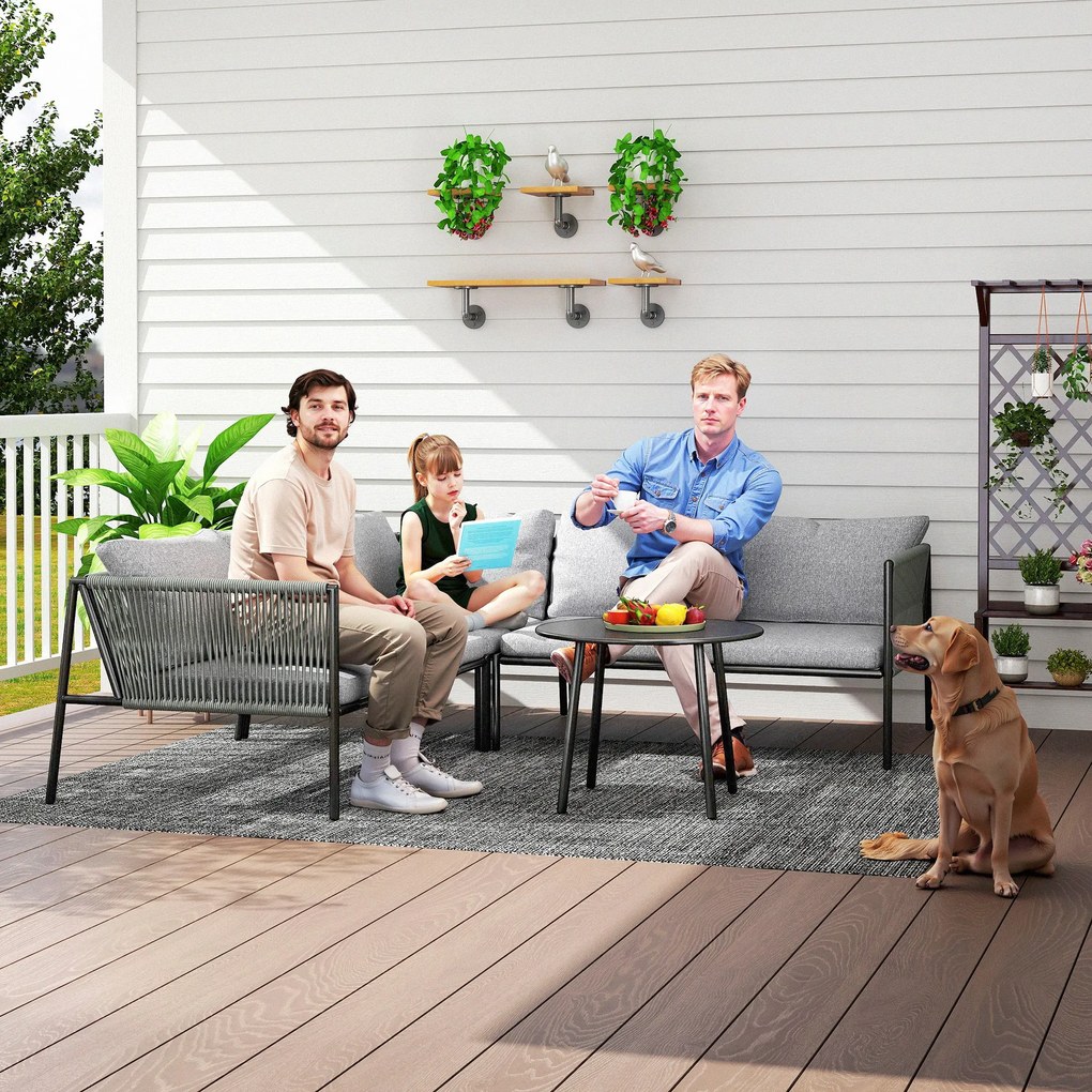 Outsunny Set Grădină Modular 5 Locuri Gri Închis | Aosom Romania