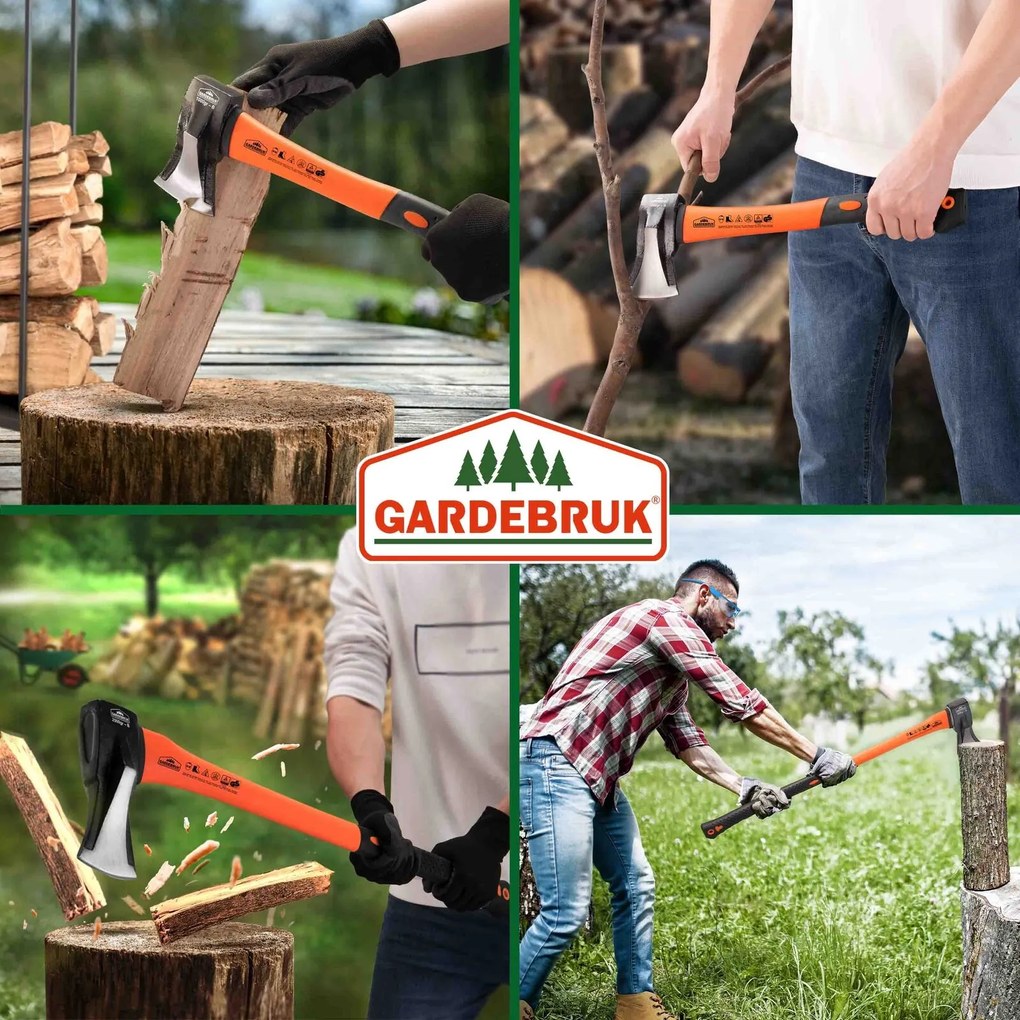 Set de topoare TOMS, topor și despicător, 2 bucăți, negru/portocaliu Gardebruk