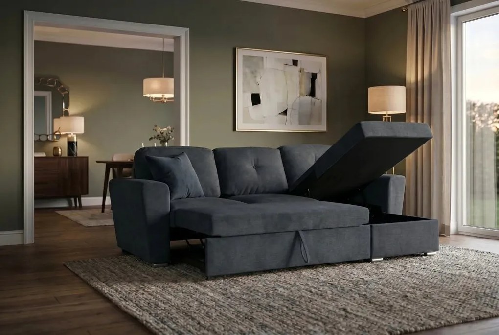 Coltar extensibil, material texturat gri, APARTMENT 245cm