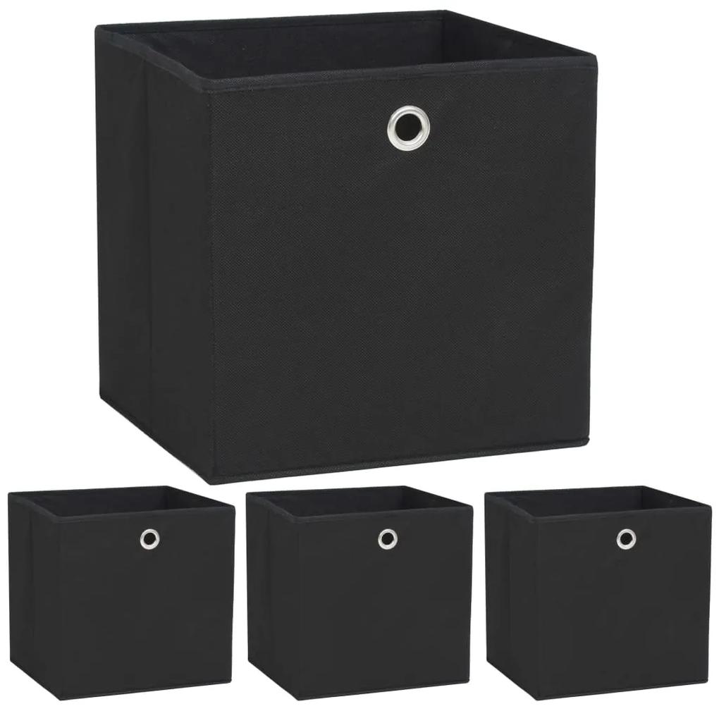 Cutii de depozitare, 4 buc., negru 32x32x32 cm material netesut 4, Negru, 1, 1