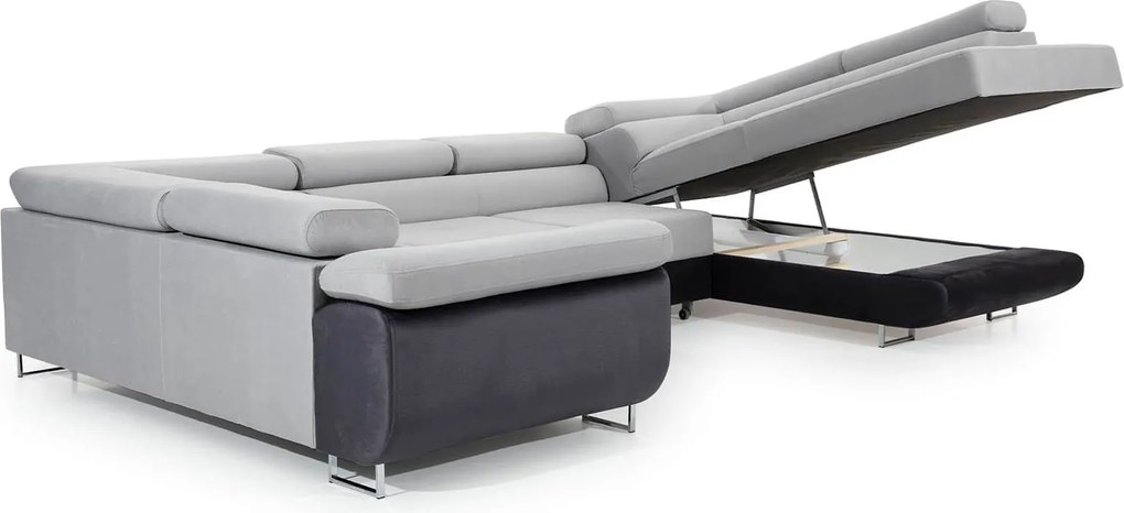 Colțar lemn masiv Formă U Extensibil Lety 340x202cm Personalizabil - Monolith 84 + Monolith 97, Stânga