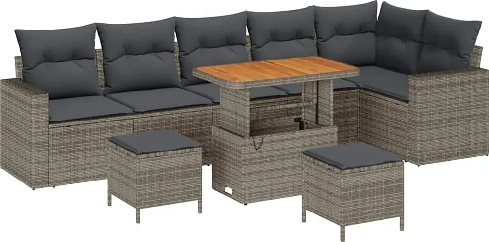 vidaXL Set de canapele pentru grădină 9 pcs Gri poliratan